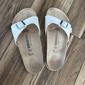 Birkenstock White Slide Sandals